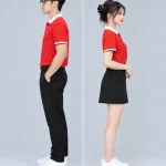Áo Polo Đồng Phục Màu Đỏ Phối Cổ Trắng