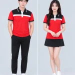 Áo Polo Đồng Phục Màu Đỏ Phối Đen Trắng