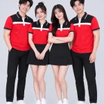 Áo Polo Đồng Phục Màu Đỏ Phối Đen Trắng