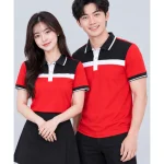 Áo Polo Đồng Phục Màu Đỏ Phối Đen Trắng