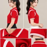 Áo Polo Đồng Phục Màu Đỏ Phối Tay Vai Màu Trắng