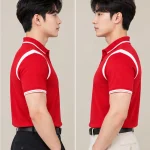 Áo Polo Đồng Phục Màu Đỏ Phối Tay Vai Màu Trắng