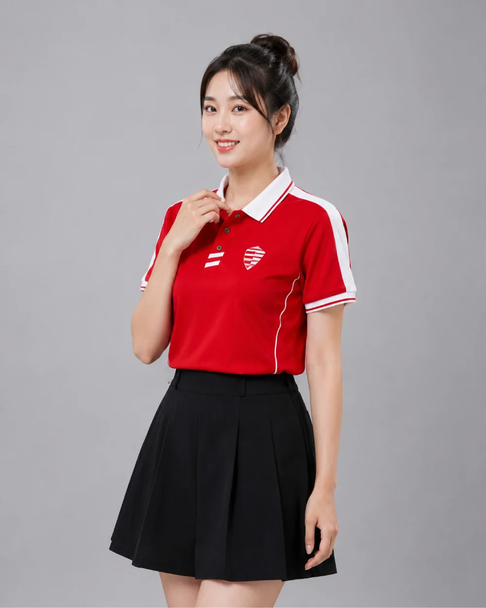 Áo Polo Đồng Phục Màu Đỏ Phối Trắng