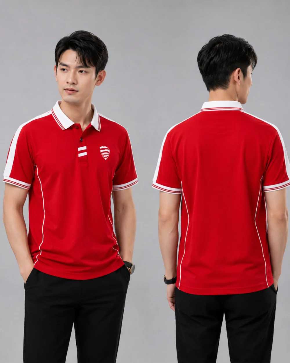 Áo Polo Đồng Phục Màu Đỏ Phối Trắng
