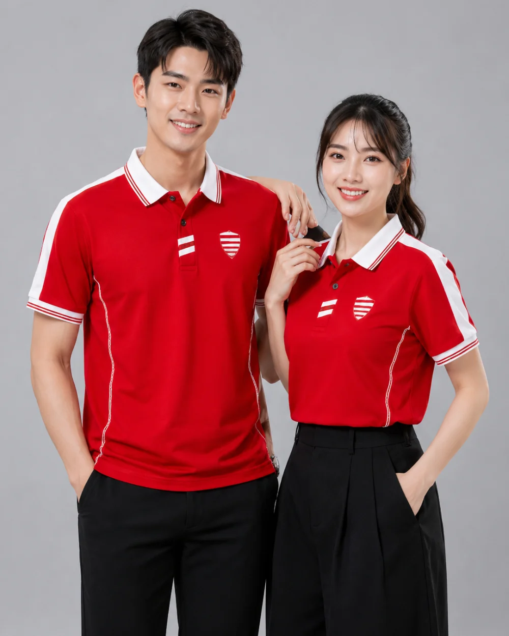 Áo Polo Đồng Phục Màu Đỏ Phối Trắng