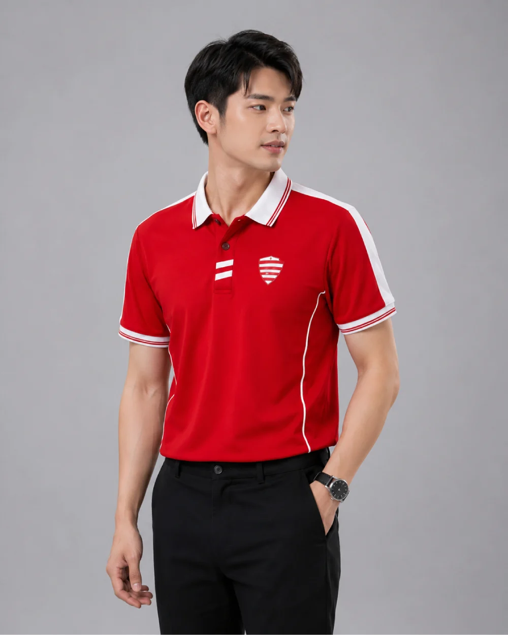 Áo Polo Đồng Phục Màu Đỏ Phối Trắng