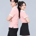 Áo Polo Đồng Phục Màu Hồng Pastel Phối Trắng