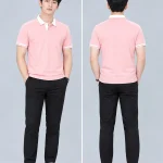 Áo Polo Đồng Phục Màu Hồng Pastel Phối Trắng