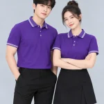 Áo Polo Đồng Phục Màu Tím Viền Trắng