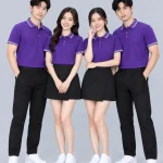 Áo Polo Đồng Phục Màu Tím Viền Trắng