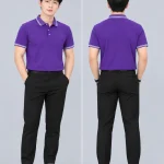 Áo Polo Đồng Phục Màu Tím Viền Trắng