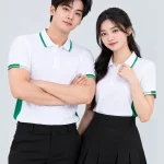 Áo Polo Đồng Phục Màu Trắng Phối Hai Bên Sườn Màu Xanh Lá