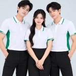 Áo Polo Đồng Phục Màu Trắng Phối Hai Bên Sườn Màu Xanh Lá