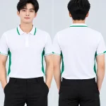 Áo Polo Đồng Phục Màu Trắng Phối Hai Bên Sườn Màu Xanh Lá