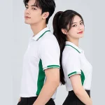 Áo Polo Đồng Phục Màu Trắng Phối Hai Bên Sườn Màu Xanh Lá