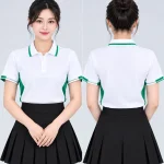 Áo Polo Đồng Phục Màu Trắng Phối Hai Bên Sườn Màu Xanh Lá