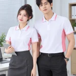 Áo Polo Đồng Phục Màu Trắng Phối Hồng