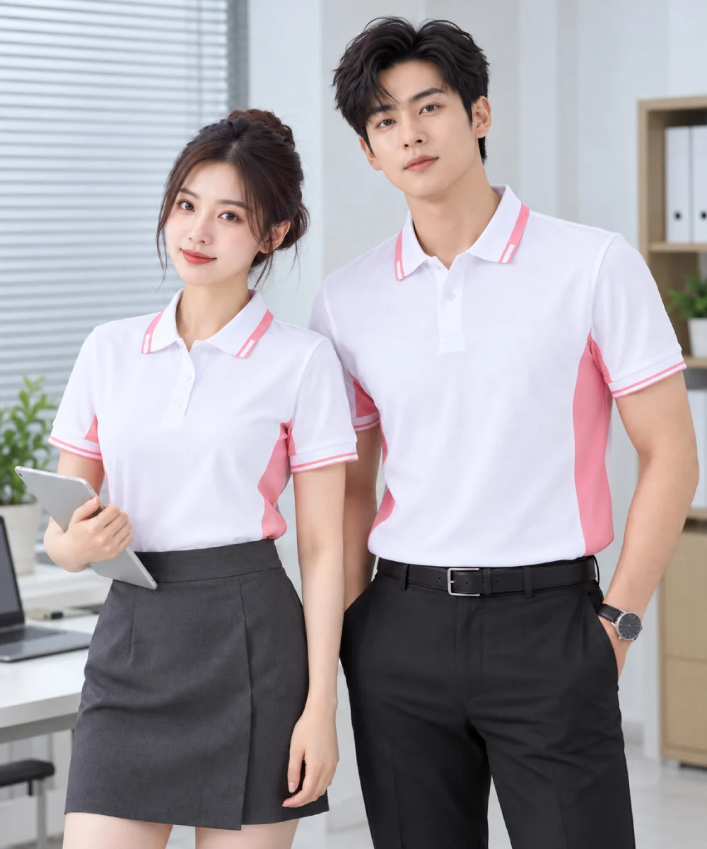 Áo Polo Đồng Phục Màu Trắng Phối Hồng