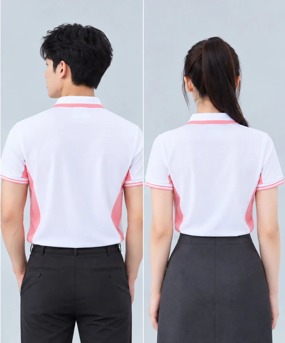 Áo Polo Đồng Phục Màu Trắng Phối Hồng