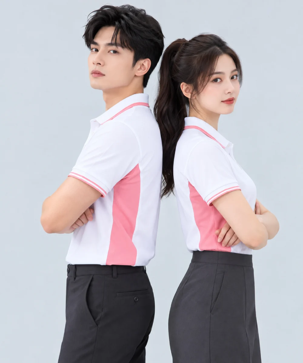 Áo Polo Đồng Phục Màu Trắng Phối Hồng