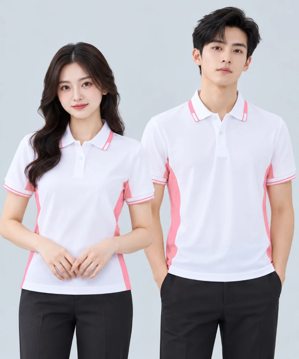 Áo Polo Đồng Phục Màu Trắng Phối Hồng