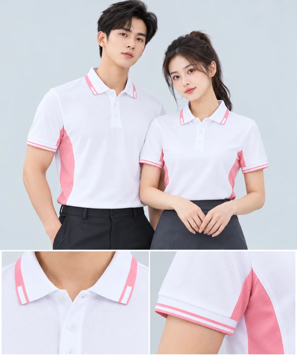 Áo Polo Đồng Phục Màu Trắng Phối Hồng