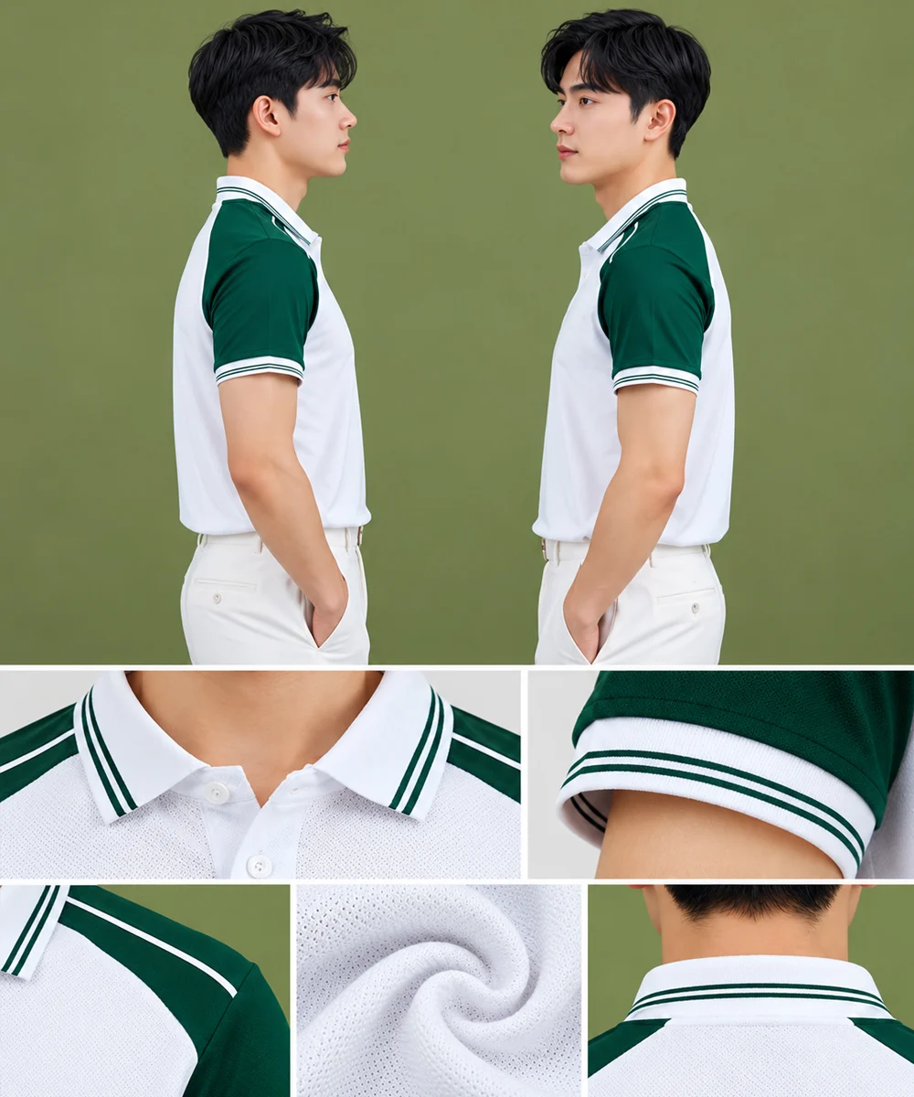 Áo Polo Đồng Phục Màu Trắng Phối Raglan Xanh Lá