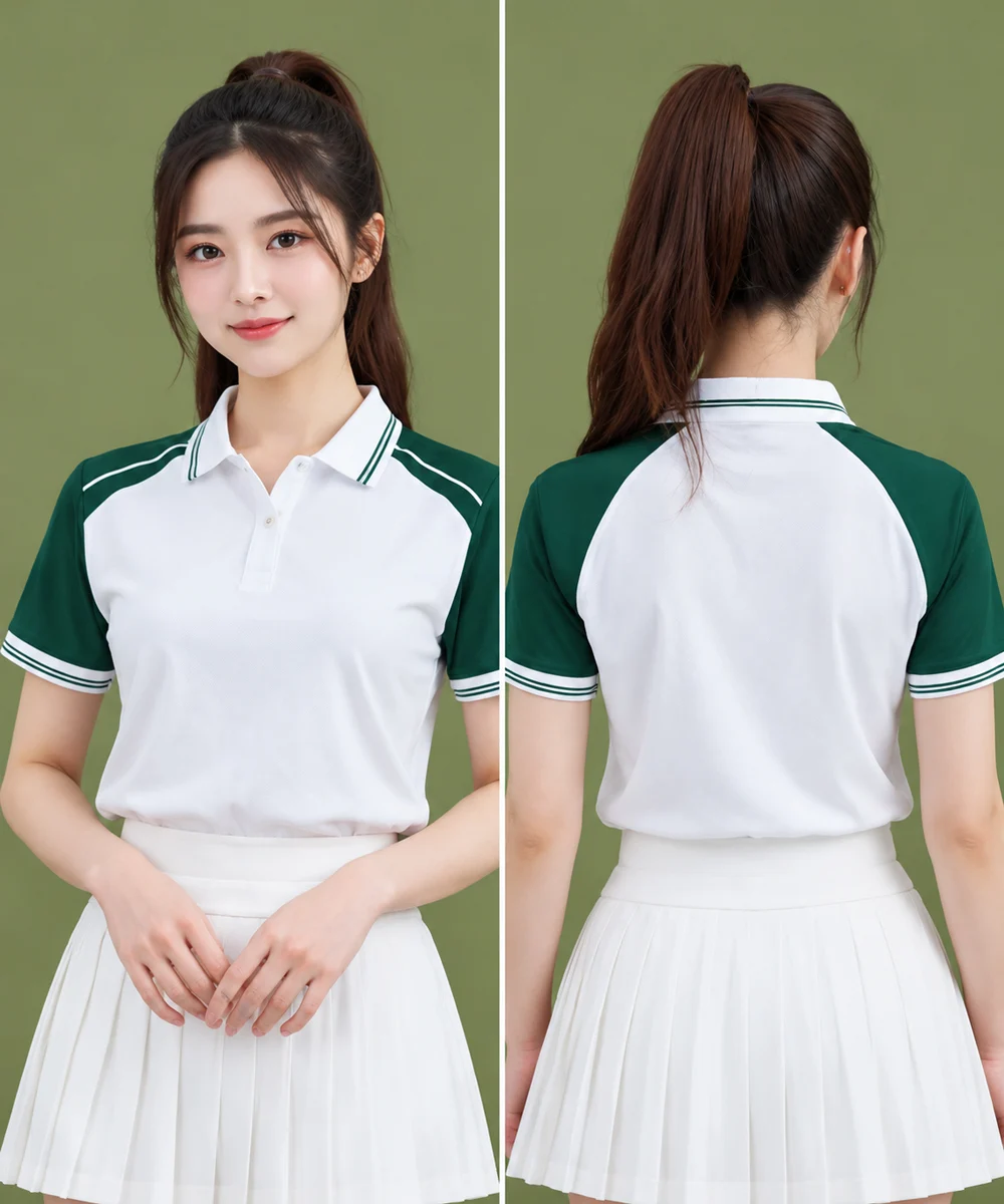 Áo Polo Đồng Phục Màu Trắng Phối Raglan Xanh Lá