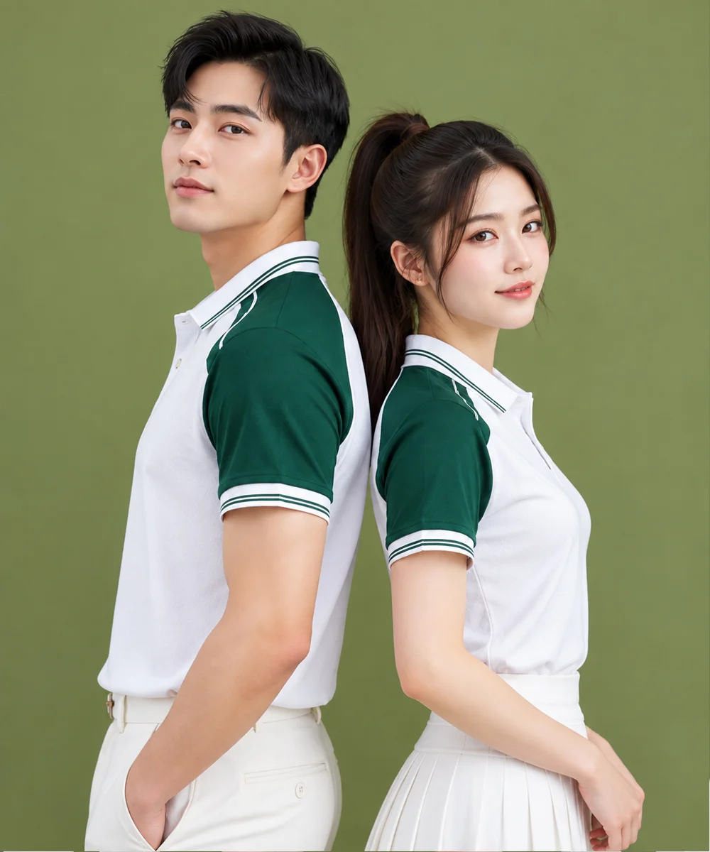 Áo Polo Đồng Phục Màu Trắng Phối Raglan Xanh Lá