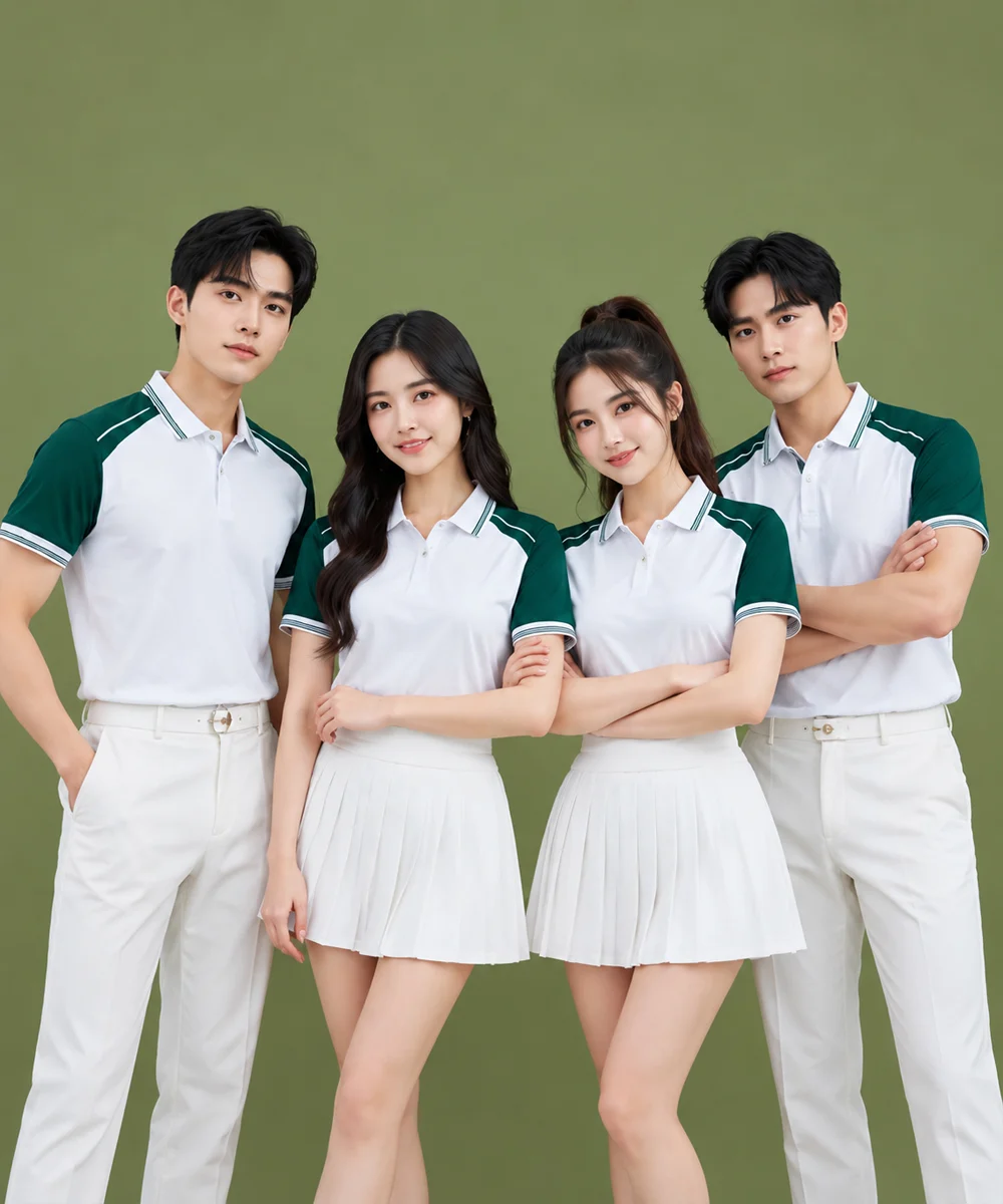 Áo Polo Đồng Phục Màu Trắng Phối Raglan Xanh Lá