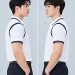 Áo Polo Đồng Phục Màu Trắng Phối Tay Vai Xanh Đen