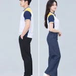 Áo Polo Đồng Phục Màu Trắng Phối Tay Xanh Navy Cầu Vai Vàng