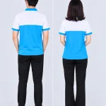 Áo Polo Đồng Phục Màu Trắng Phối Xanh Cyan