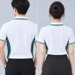 Áo Polo Đồng Phục Màu Trắng Phối Xanh Lá Đậm Viền Cổ Và Tay