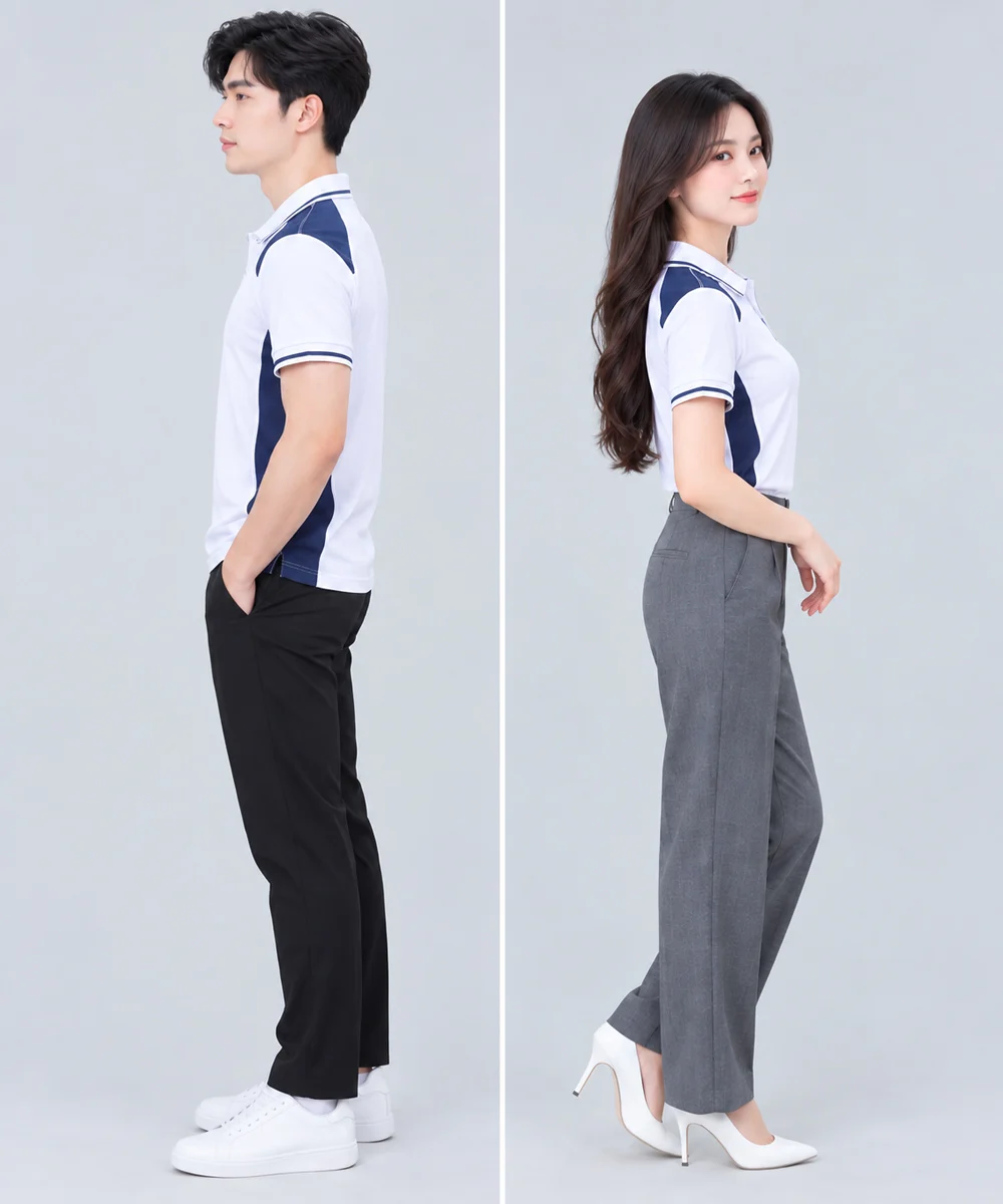 Áo Polo Đồng Phục Màu Trắng Phối Xanh Navy