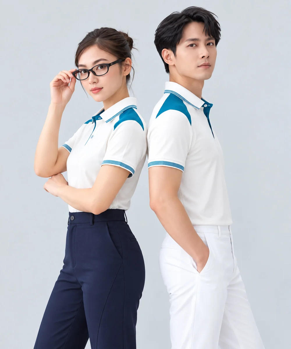 Áo Polo Đồng Phục Màu Trắng Phối Xanh Ngọc