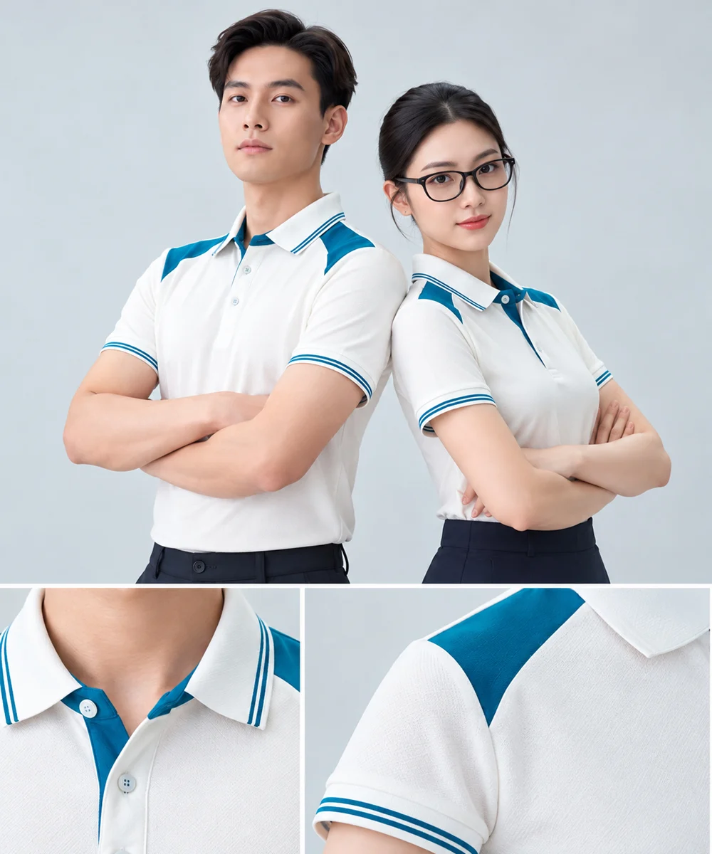 Áo Polo Đồng Phục Màu Trắng Phối Xanh Ngọc