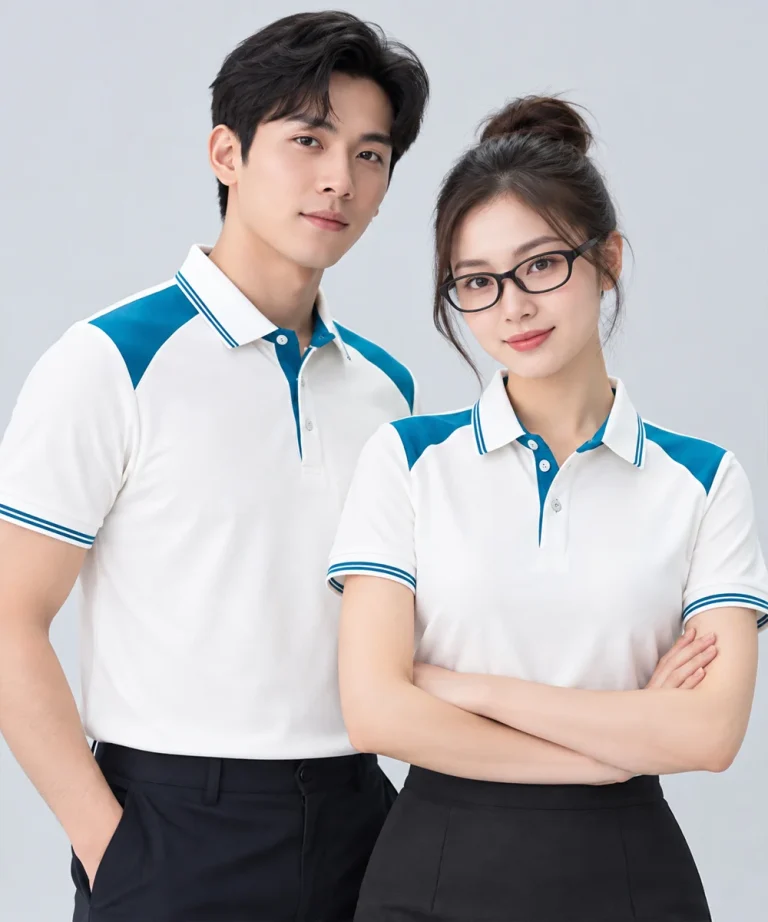 Áo Polo Đồng Phục Màu Trắng Phối Xanh Ngọc