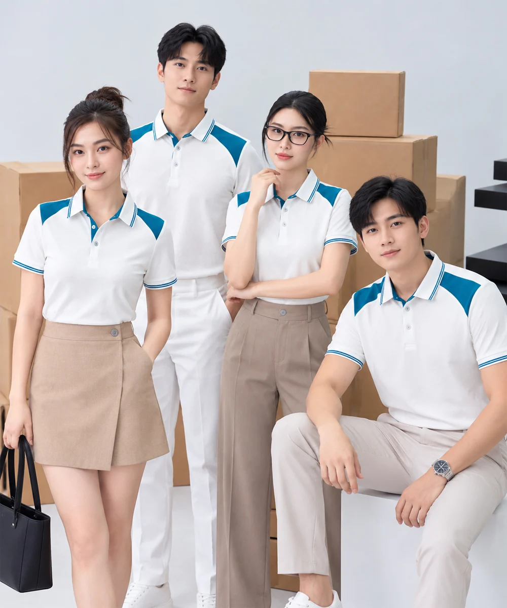 Áo Polo Đồng Phục Màu Trắng Phối Xanh Ngọc