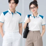 Áo Polo Đồng Phục Màu Trắng Phối Xanh Ngọc