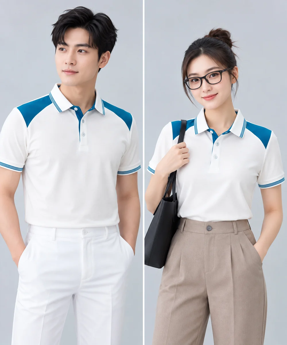 Áo Polo Đồng Phục Màu Trắng Phối Xanh Ngọc