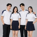 Áo Polo Đồng Phục Màu Trắng Viền Xanh Đen Trẻ Trung