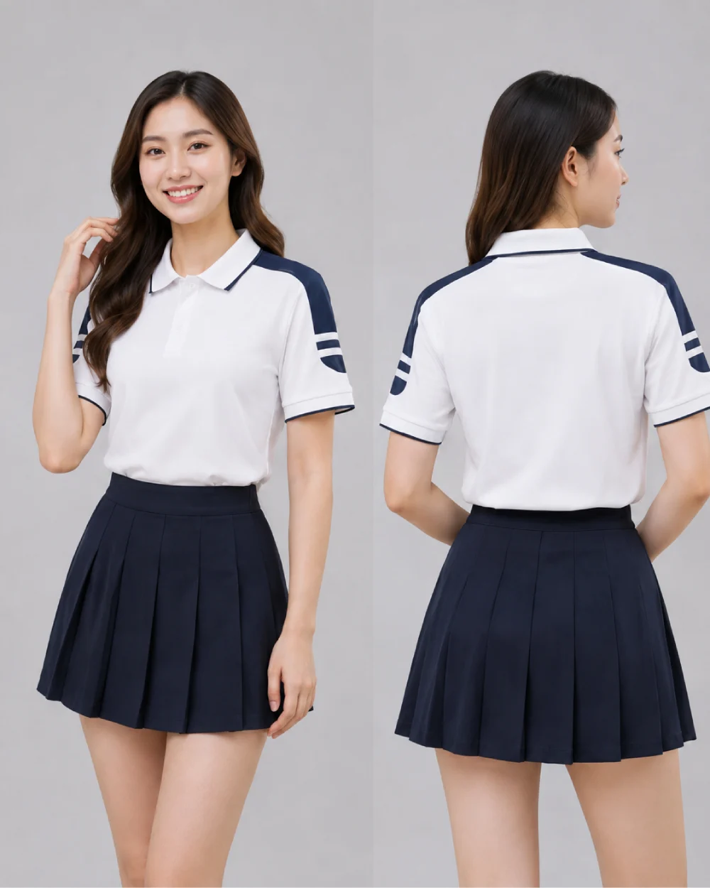 Áo Polo Đồng Phục Màu Trắng Viền Xanh Đen Trẻ Trung