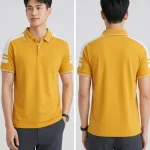 Áo Polo Đồng Phục Màu Vàng Cúc Cầu Vai Trắng