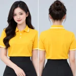 Áo Polo Đồng Phục Màu Vàng Phối Trắng Viền Cổ Và Tay