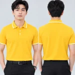 Áo Polo Đồng Phục Màu Vàng Phối Trắng Viền Cổ Và Tay
