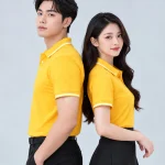 Áo Polo Đồng Phục Màu Vàng Phối Trắng Viền Cổ Và Tay