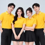 Áo Polo Đồng Phục Màu Vàng Phối Trắng Viền Cổ Và Tay