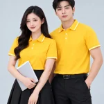 Áo Polo Đồng Phục Màu Vàng Phối Trắng Viền Cổ Và Tay