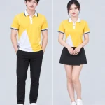 Áo Polo Đồng Phục Màu Vàng Phối Trắng